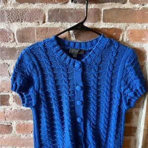Zara Cobalt Blue Cable Knit Short Sleeve Cardigan